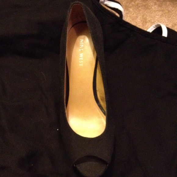 Black open toes wedge nine west