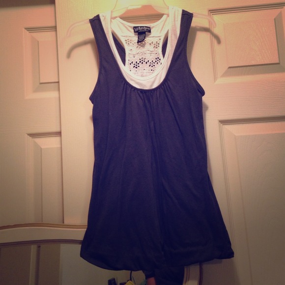 Grey and white layered top