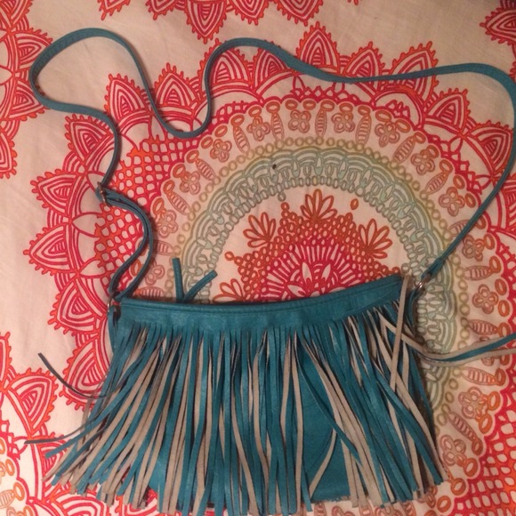 Turquoise Fringe Messenger Bag