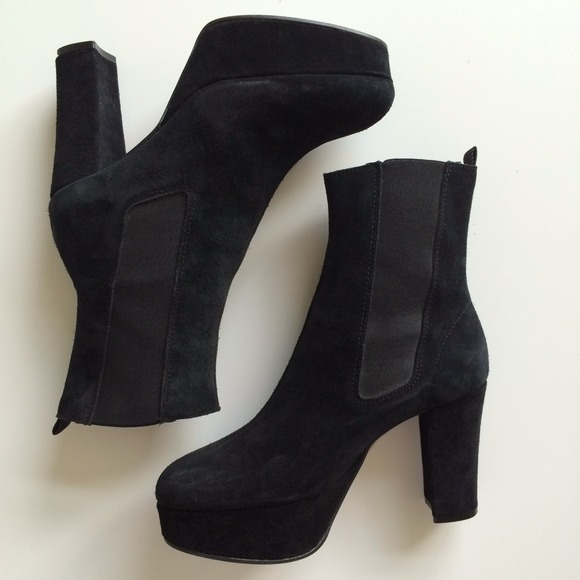 Vintage 37 7 Suede Chunky Heels Platform Boots