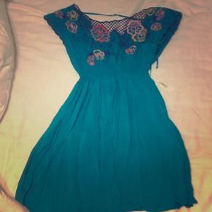 Turquoise Mexican-inspired dress