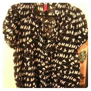 Sheer bird pattern blouse