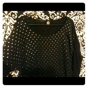 Dark blue sheer polka-dot blouse
