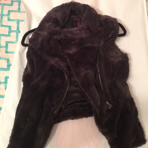 Black Fur Vest with Zips