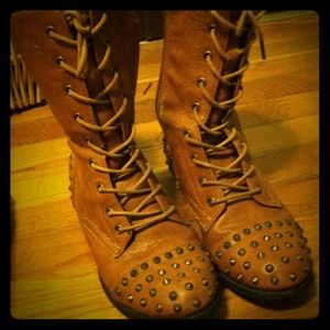 Studded Brown Leather Boots