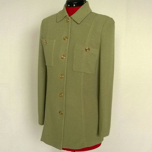 St. John Light Olive Green Long Jacket