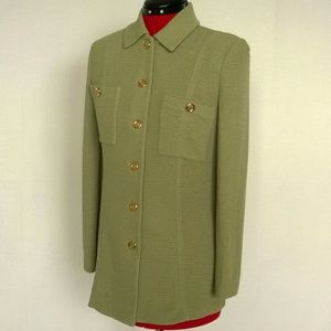 St. John Light Olive Green Long Jacket