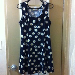 Daisy printed sleeveless skater dress