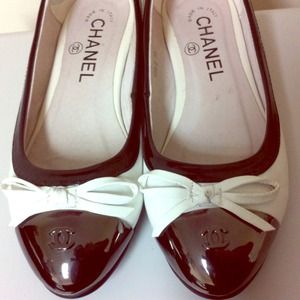 SOLD---Chanel white lamb skin flat