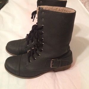 Lauren Conrad Combat Boots-Black