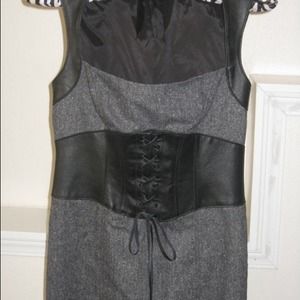 BEBE Size 2 Wool Dress with Leather Corset!