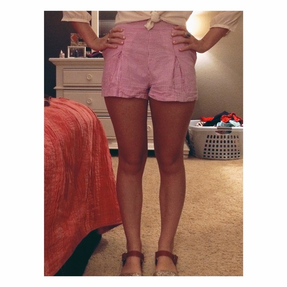 Pink seersucker shorts!