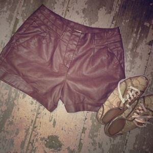 LAUREN CONRAD BROWN FAUX LEATHER SHORTS SEXY 8