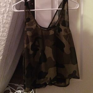 sheer camo tank with black lace tank underneath
