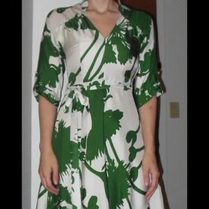 Milly silk green and white dress size 2