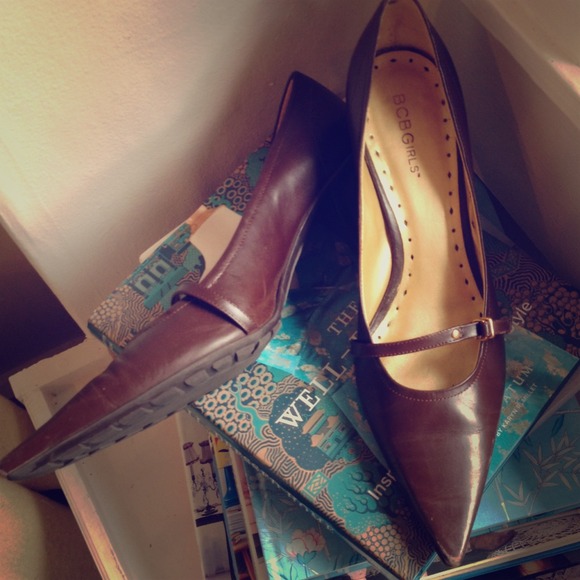 Brown Kitten Heel Pumps