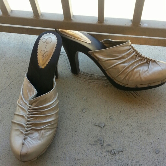 Jessica Simpson Gold Clogs WORN 2X