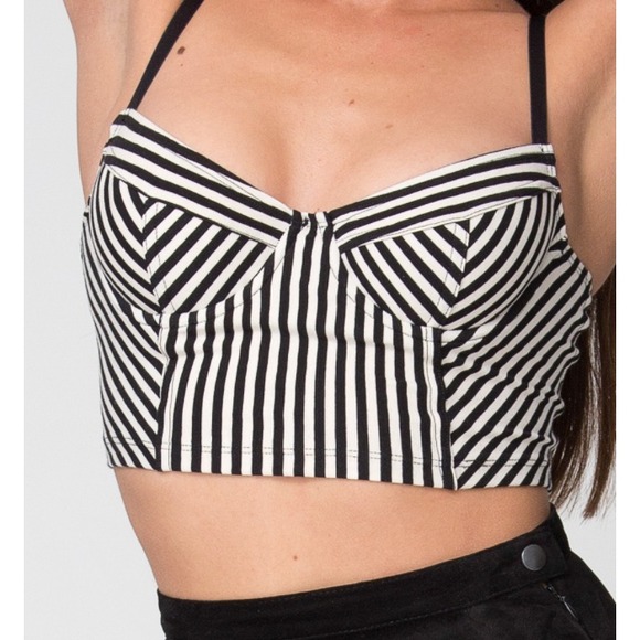 Striped cotton underwire bustier top
