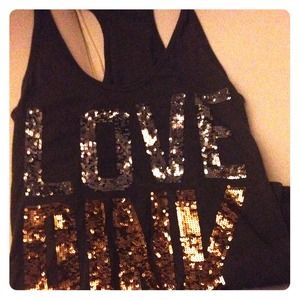 Hey gorgeous sequined Victoria's Secret pink top.