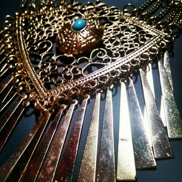 Beautiful Gold Necklace. (Aztec/Egyptian patten)