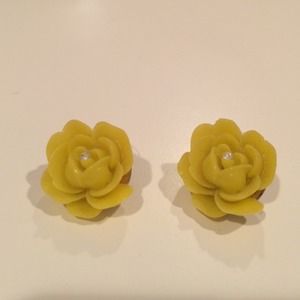 Yellow rosebud earrings