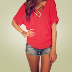 Bold coral dolman and grey/black dolman