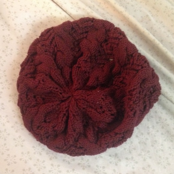 Burgundy beret beanie