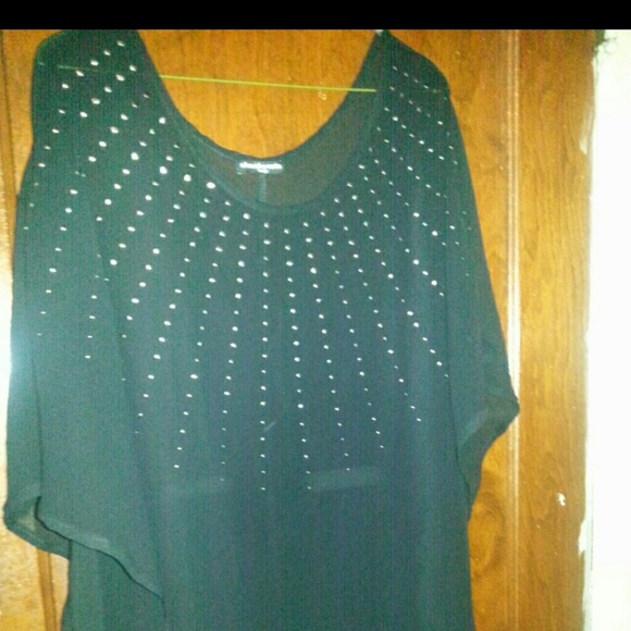 Sheer studded black top