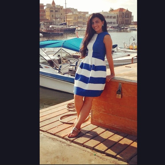 Royal blue and white dress - Picture 1 of 4