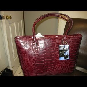 Handbag burgundy tote manmade