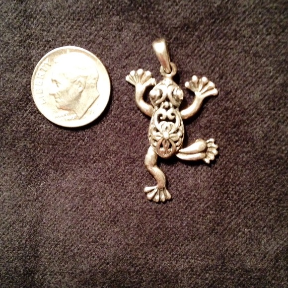 Vintage Sterling Silver Frog Pendant (Reserved) - Picture 3 of 3