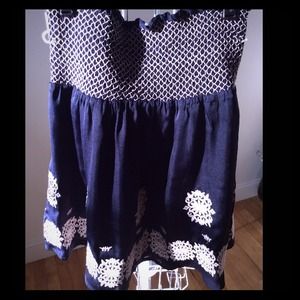 Theme navy silk mini skirt