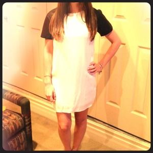 Tshirt dress with leather sleeves! Brand new!!