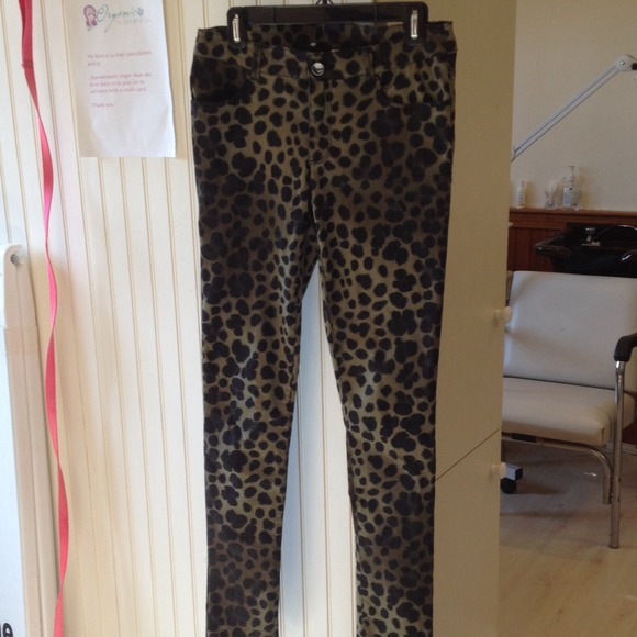 H&M army green olive animal print pants.