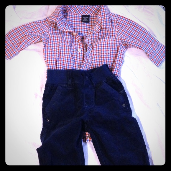 Baby gap button down and corduroy pants