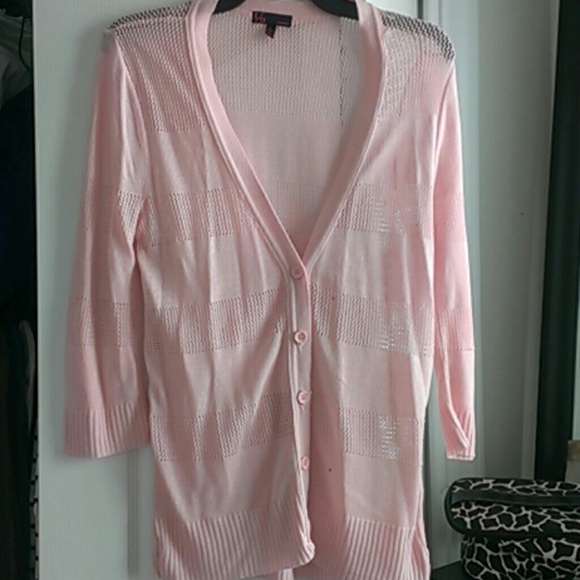 Sweaters - Light pink 3/4 sleeve cardigan