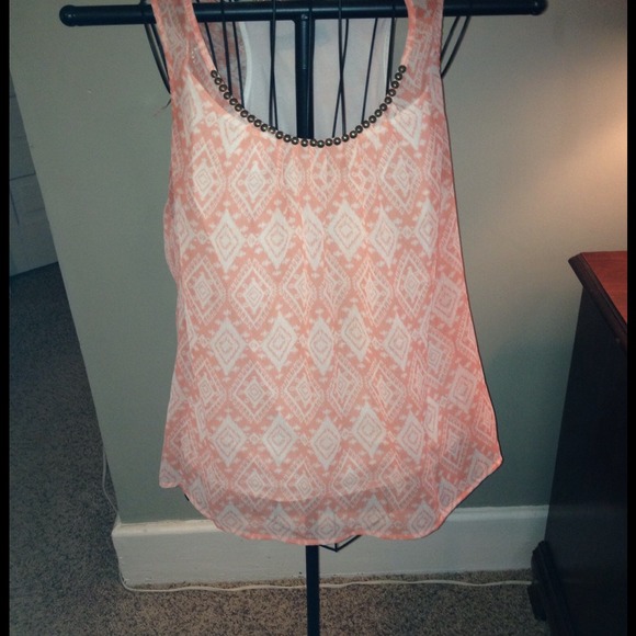 Pretty peach embellished tank