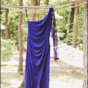 BCBG Blue and Gold Evening Gown