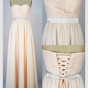 Cream long prom dress