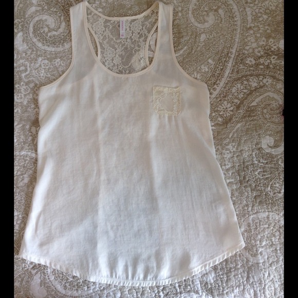 Xhilaration Cream Lace Tank