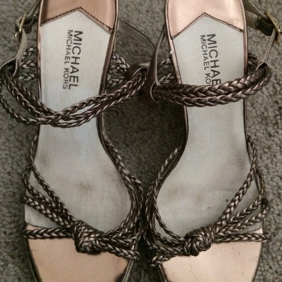 Preloved Michael Kors wedges bronze straps