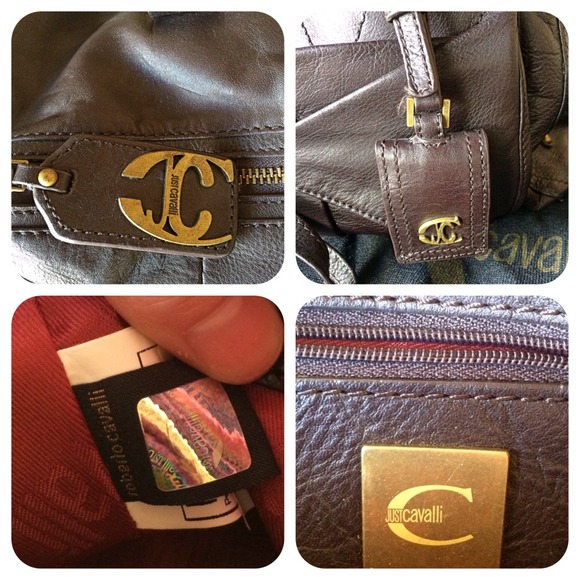 💯% Authentic Just Cavalli Brown Leather Satchel - Picture 4 of 5