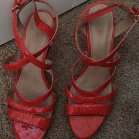 Pre loved jcrew patent orange wedges 8.5