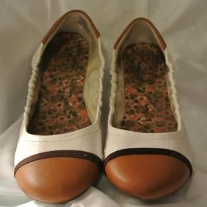 Brown and White Ballet Flats