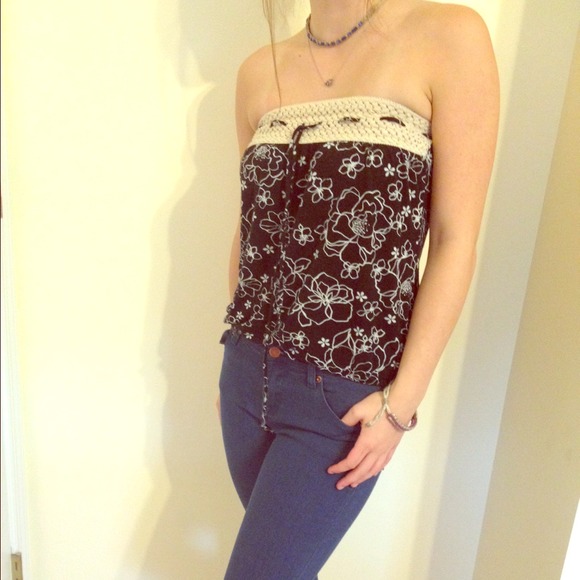 Crochet floral tube top