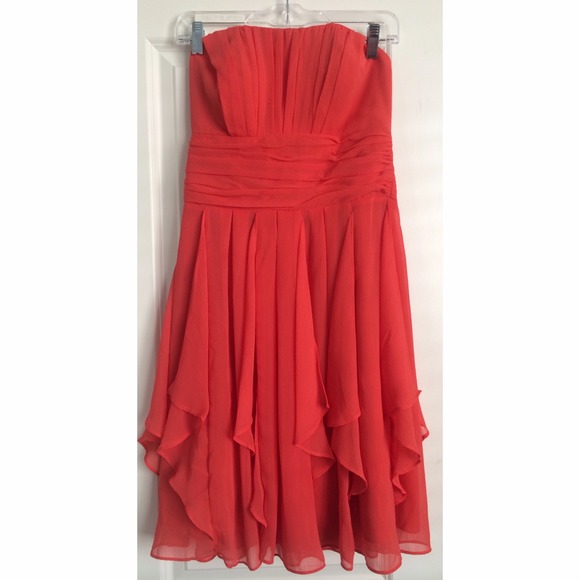 Chiffon dress with layered skirt in Persimmon