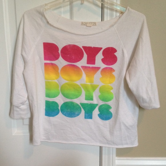 Forever 21 rainbow BOYS BOYS BOYS sweater