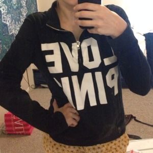 Love Pink Black Half zip hoodie