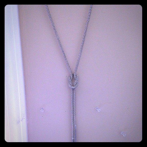 Silver necklace.