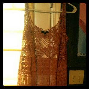 Long crocheted flowy cardigan